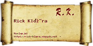 Rick Klára névjegykártya
